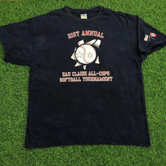 Navy 21st Annual EAU Claire All-Cops Softball Graphic Tee - Picture 1 of 5